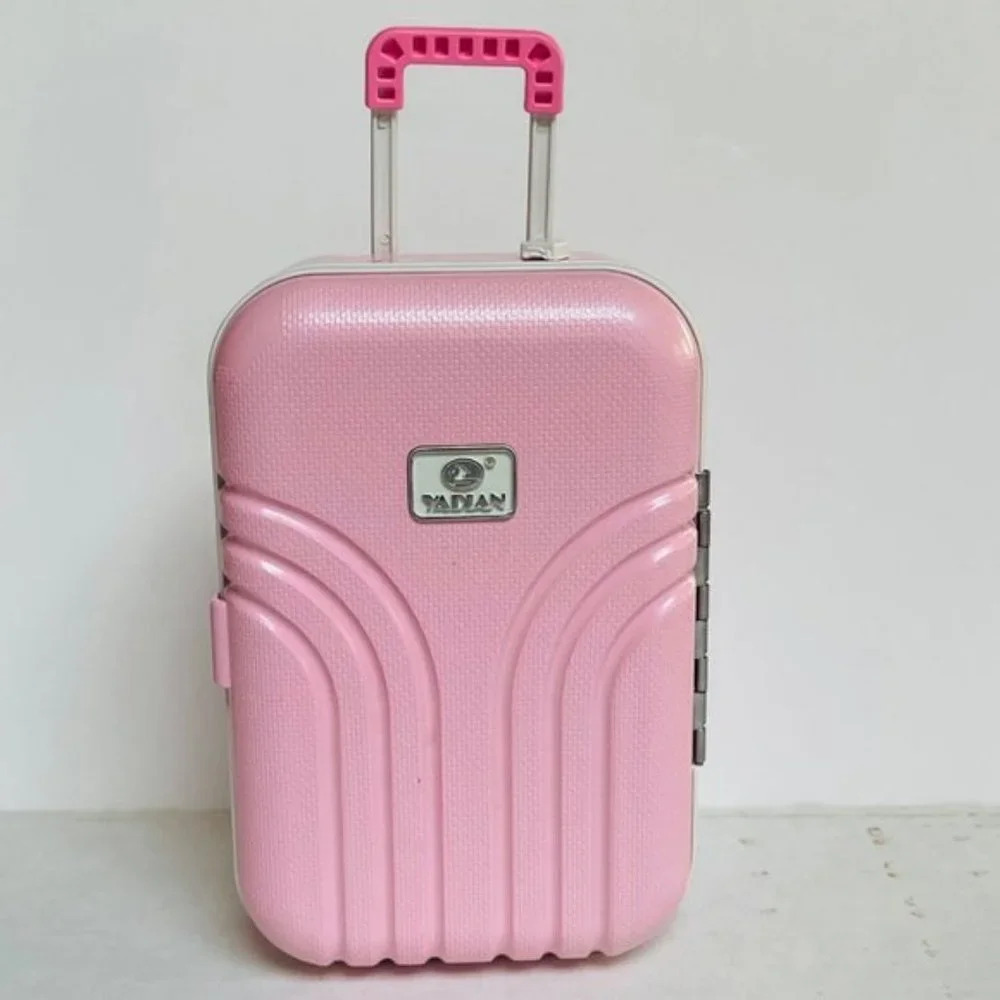 Pink Luggage Mini Plastic Travel Case Trunk Dolls Accessories Yadian Money Box